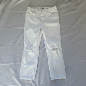 Vervet White Distressed Capri Jeans 31 Raw Hem | Mid-Rise | Summer Coastal Chic